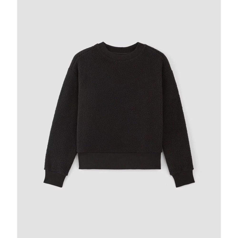 NWT‎ Everlane Womens Oversized Crew Sweatshirt Small ReNew Teddy Soft Black